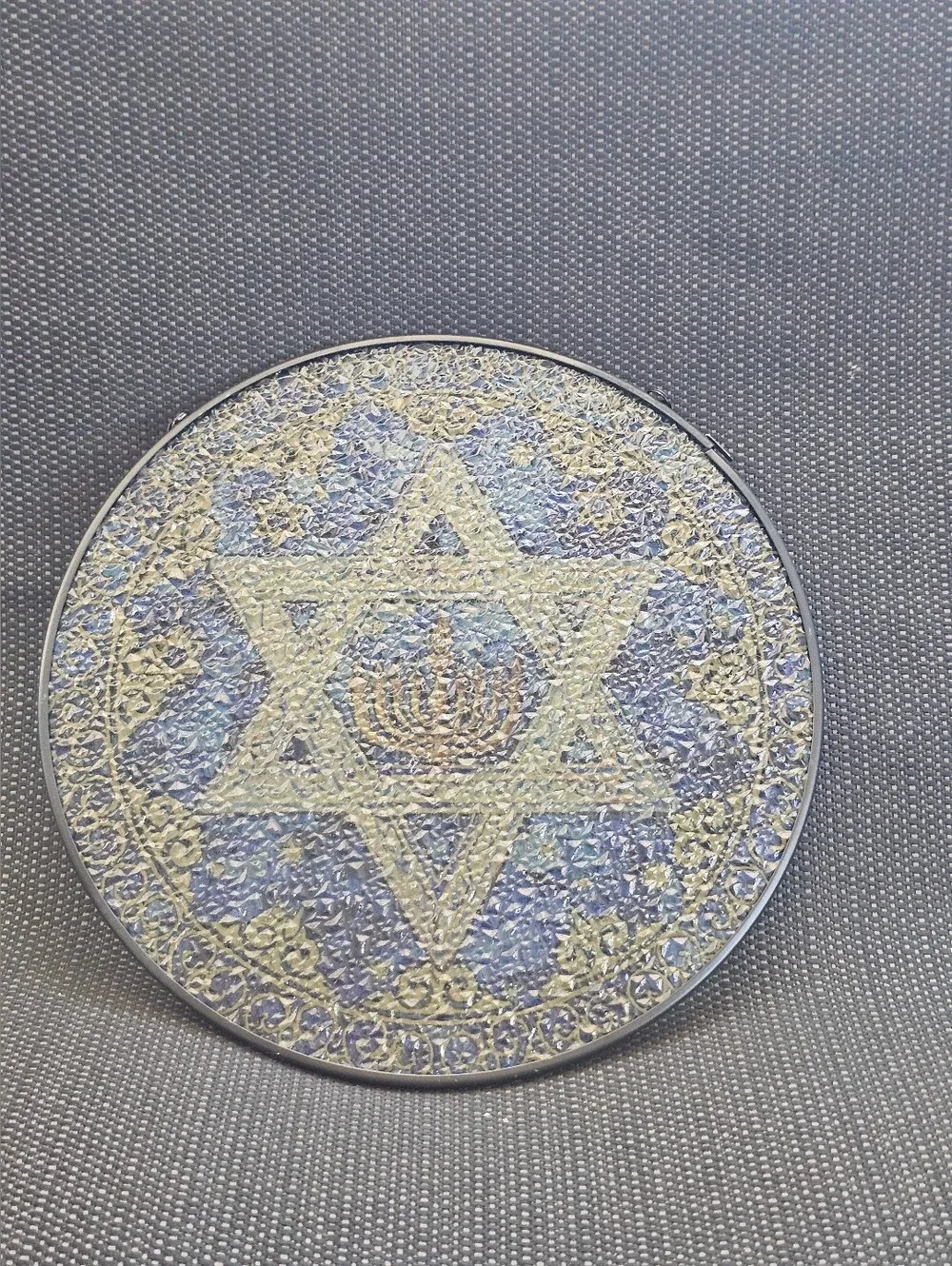 Blue and Gold Star of David Suncatcher Wall Decor